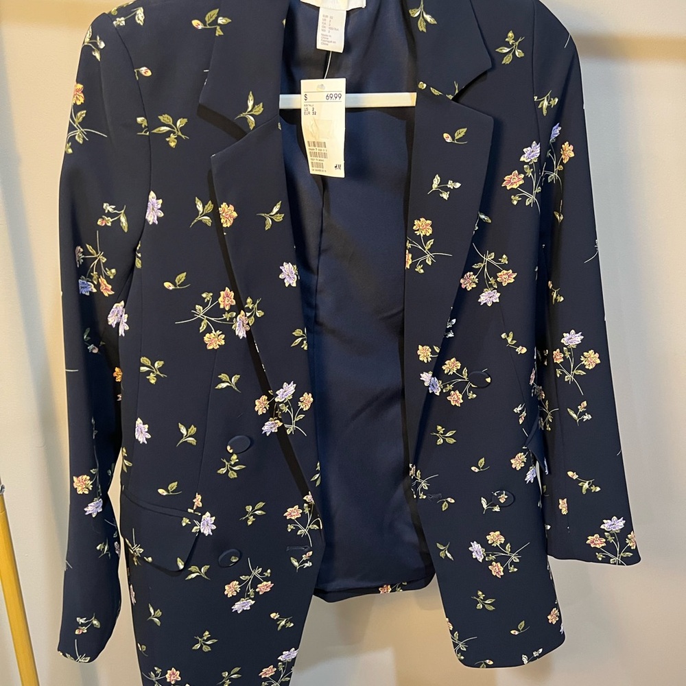 H&M Navy Floral Women's Blazer